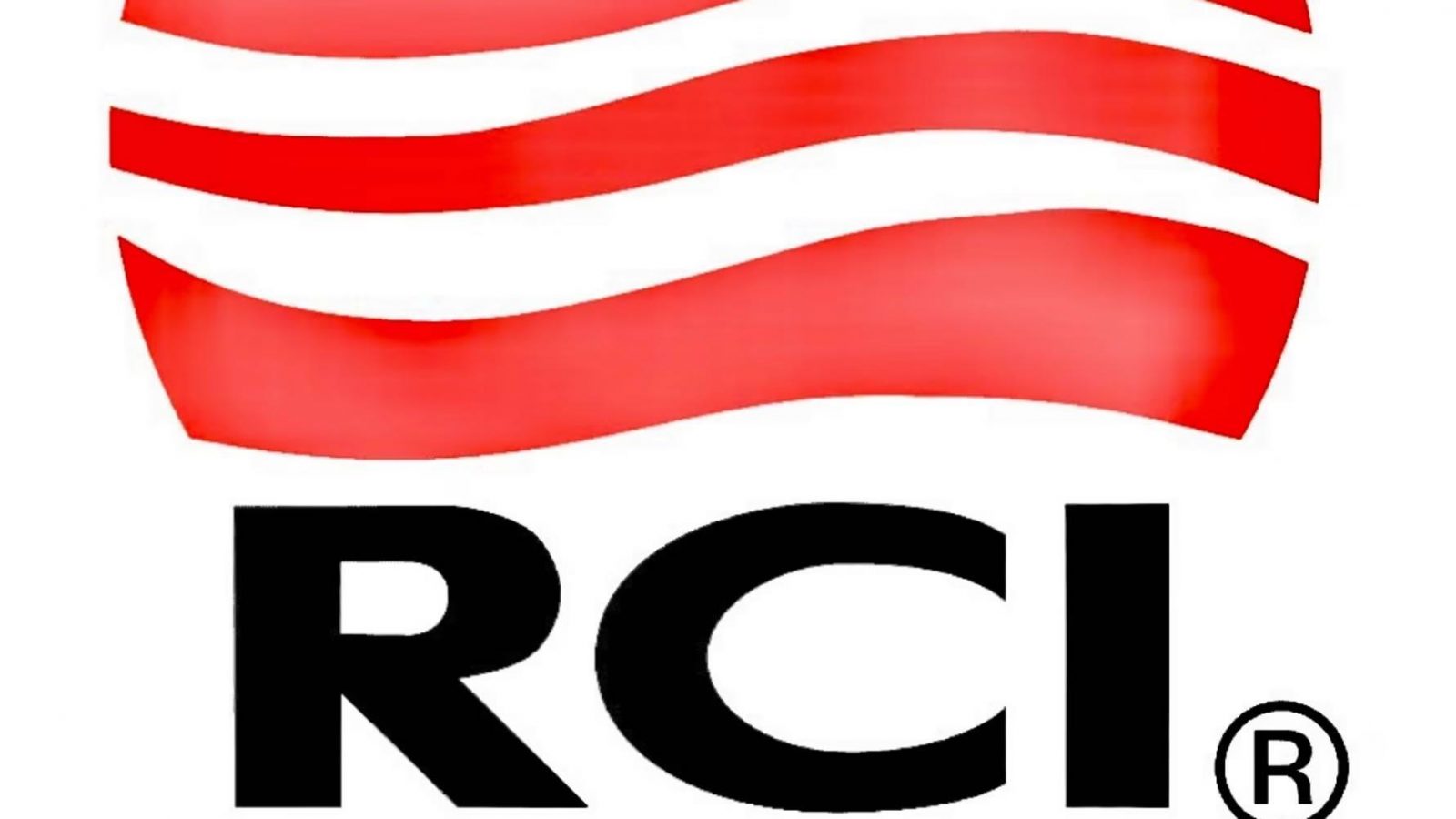 RCI timeshare exchange logo with red curved stripes above bold black “RCI” text