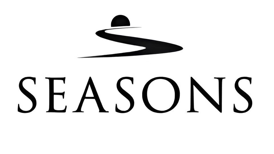 Seasons logo with stylised black curved line above the word “SEASONS” on a white background