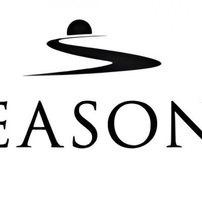 Seasons logo with stylised black curved line above the word “SEASONS” on a white background